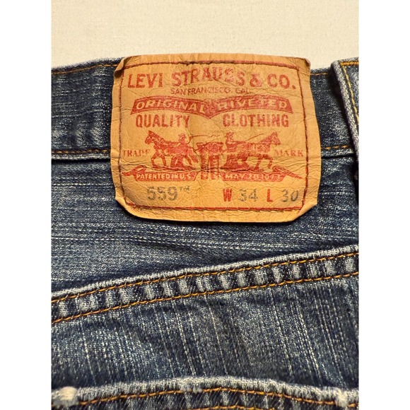 Levis 559 Jeans Mens 34x30 Blue Relaxed Straight Fit Y2K Vintage Denim - Picture 5 of 8